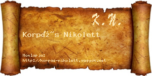 Korpás Nikolett névjegykártya